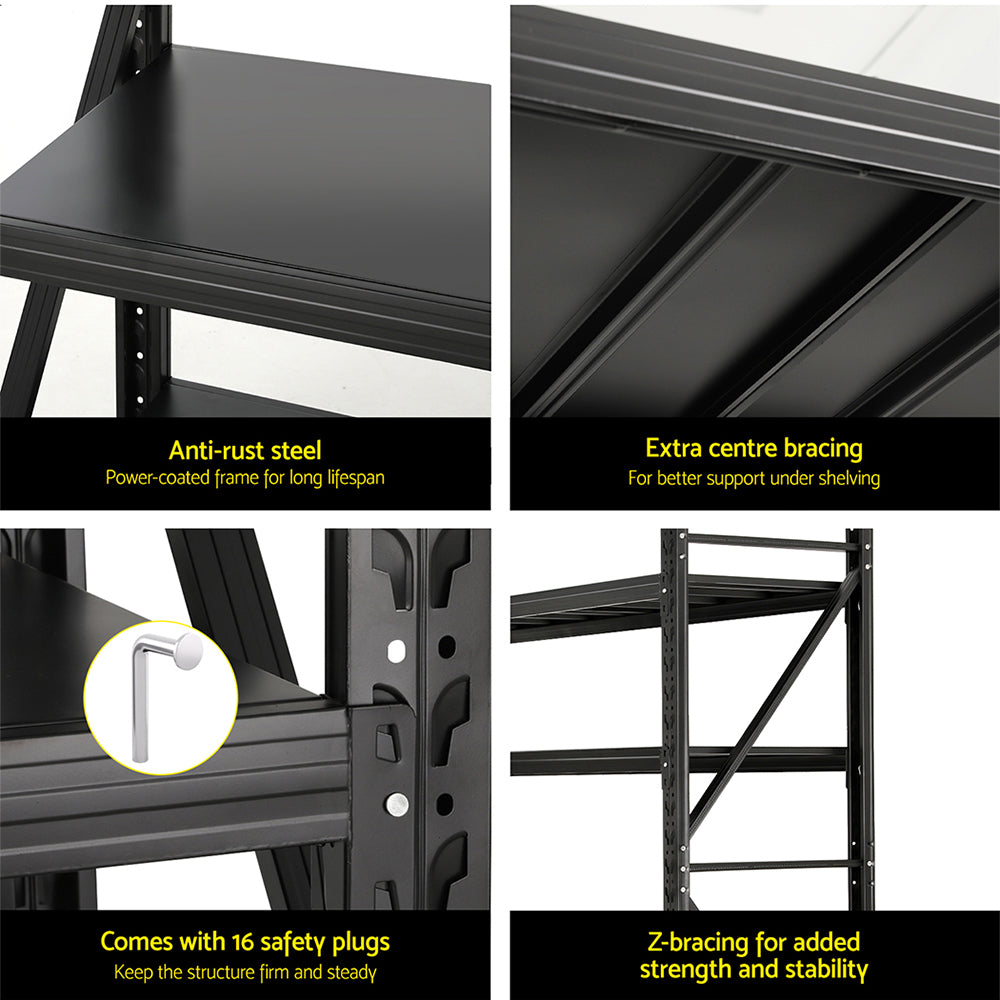 Marlook 2Mx1.8M Garage Shelving Warehouse Rack Pallet Racking Storage Shelf Black